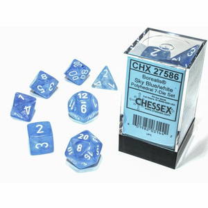 Chessex Polyhedral 7-Die Set Borealis Sky Blue/White