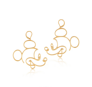 Couture Kingdom Disney  - Yellow Gold Plated Mickey Mouse Wire Style Earrings