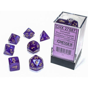 Chessex Polyhedral 7-Die Set Borealis Royal Purple/Gold (Luminary Effect)