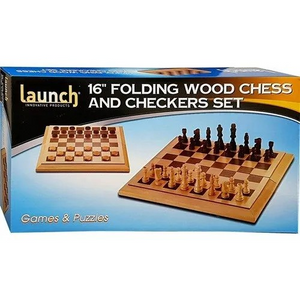 Launch Chess & Checkers 16in Folding Wood