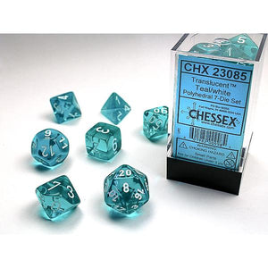 Chessex Polyhedral 7-Die Set Translucent Teal/White