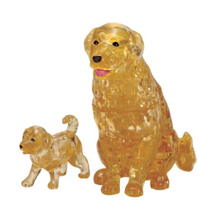 3D Crystal Puzzle - Golden Retriever With Puppy